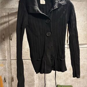 Black Ribbed Knit Sweater